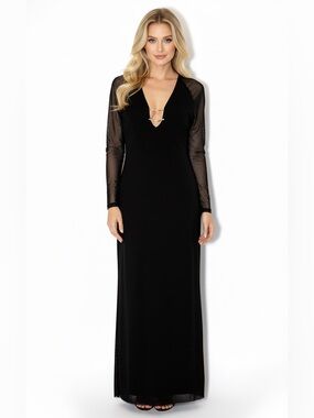 Caroline Constas Black Gold Bar Sheer Swim Cover